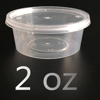 50ml 2oz ডিসপোজেবল ফুড কন্টেইনার টেবিলওয়্যার প্লাস্টিক সস কাপ ঢাকনা সহ