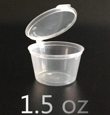 50ml 2oz ডিসপোজেবল ফুড কন্টেইনার টেবিলওয়্যার প্লাস্টিক সস কাপ ঢাকনা সহ